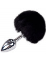 ALIVE - PLUG PIACERE ANALE METALLO LISCIO FLUFFY NERO TAGLIA S