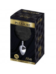 ALIVE - PLUG PIACERE ANALE METALLO LISCIO FLUFFY NERO TAGLIA M