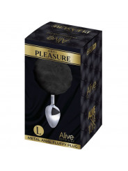 ALIVE - PLUG PIACERE ANALE METALLO LISCIO FLUFFY NERO TAGLIA L