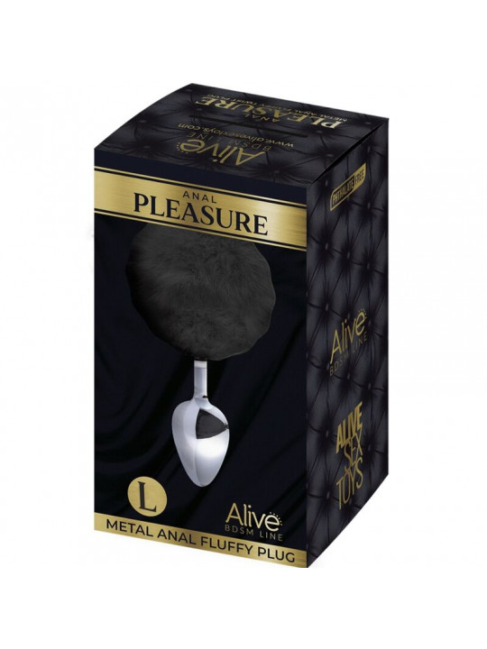 ALIVE - PLUG PIACERE ANALE METALLO LISCIO FLUFFY NERO TAGLIA L