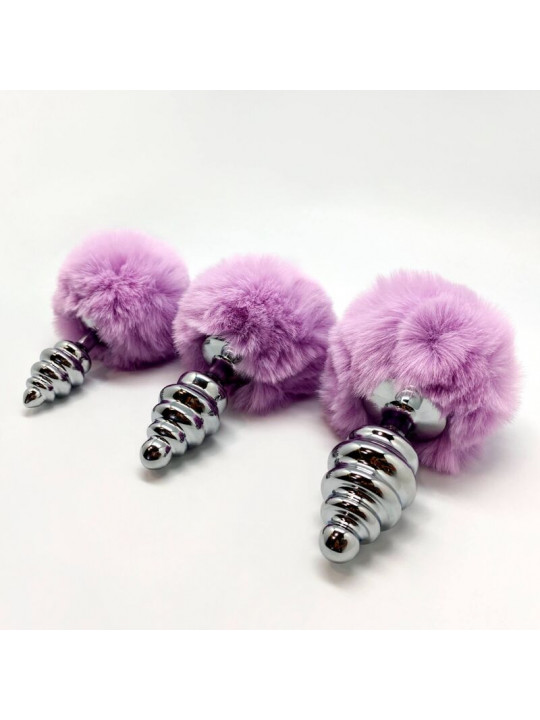 ALIVE - PLUG PIACERE ANALE SPIRALE METALLO FLUFFY VIOLA TAGLIA M