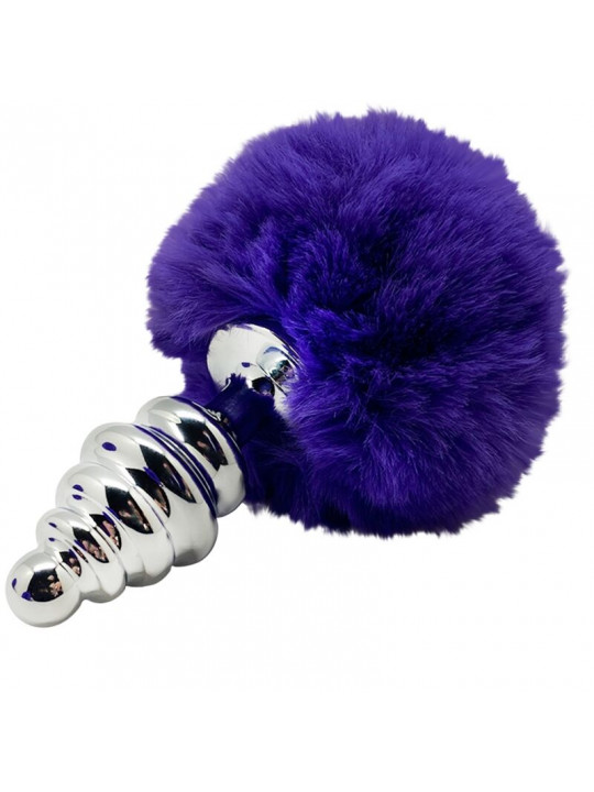 ALIVE - PLUG PIACERE ANALE SPIRALE METALLO FLUFFY VIOLA SCURO TAGLIA S