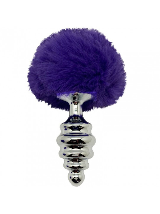 ALIVE - PLUG PIACERE ANALE SPIRALE METALLO FLUFFY VIOLA SCURO TAGLIA S