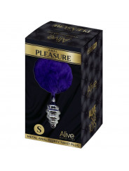 ALIVE - PLUG PIACERE ANALE SPIRALE METALLO FLUFFY VIOLA SCURO TAGLIA S