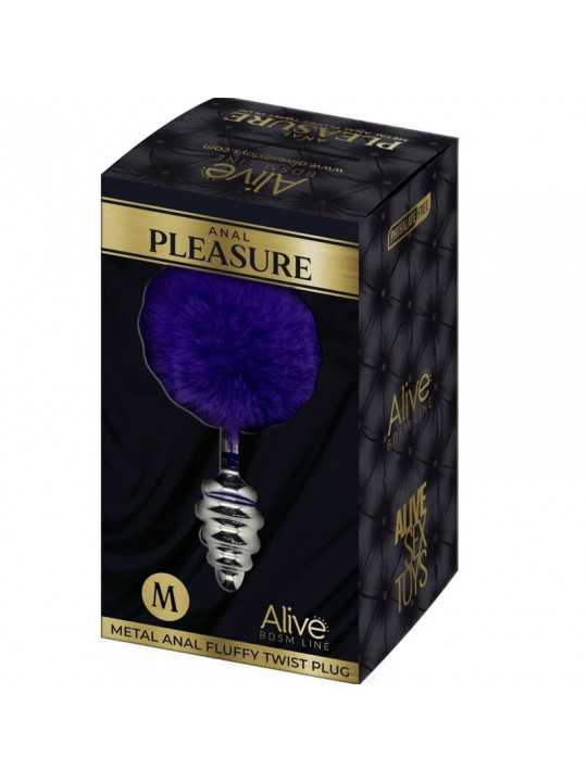 ALIVE - PLUG PIACERE ANALE SPIRALE METALLO FLUFFY VIOLA SCURO TAGLIA M