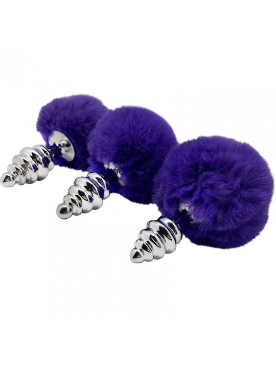 ALIVE - PLUG PIACERE ANALE SPIRALE METALLO FLUFFY VIOLA SCURO TAGLIA L