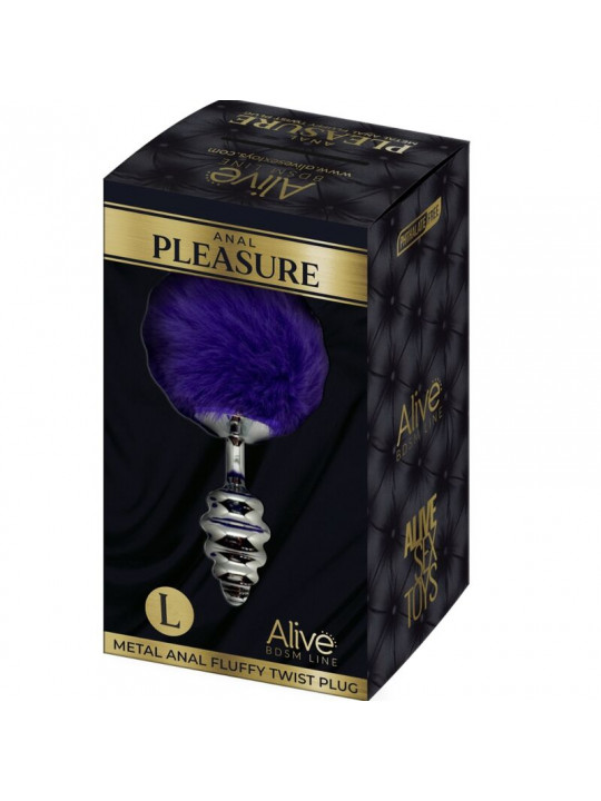 ALIVE - PLUG PIACERE ANALE SPIRALE METALLO FLUFFY VIOLA SCURO TAGLIA L