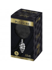 ALIVE - PLUG PIACERE ANALE SPIRALE METALLO FLUFFY NERO TAGLIA S