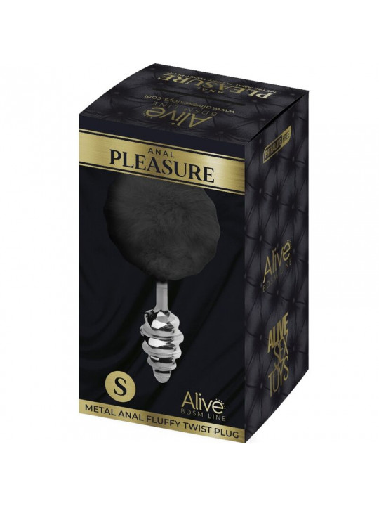 ALIVE - PLUG PIACERE ANALE SPIRALE METALLO FLUFFY NERO TAGLIA S