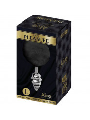 ALIVE - PLUG PIACERE ANALE SPIRALE METALLO FLUFFY NERO TAGLIA L