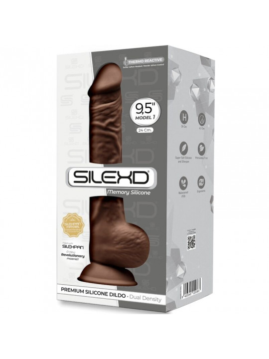 SILEXD - MODELLO 1 PENE REALISTICO PREMIUM SILEXPAN SILICONE MARRONE 24 CM