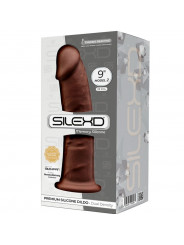 SILEXD - MODELLO 2 PENE REALISTICO PREMIUM SILEXPAN SILICONE MARRONE 23 CM