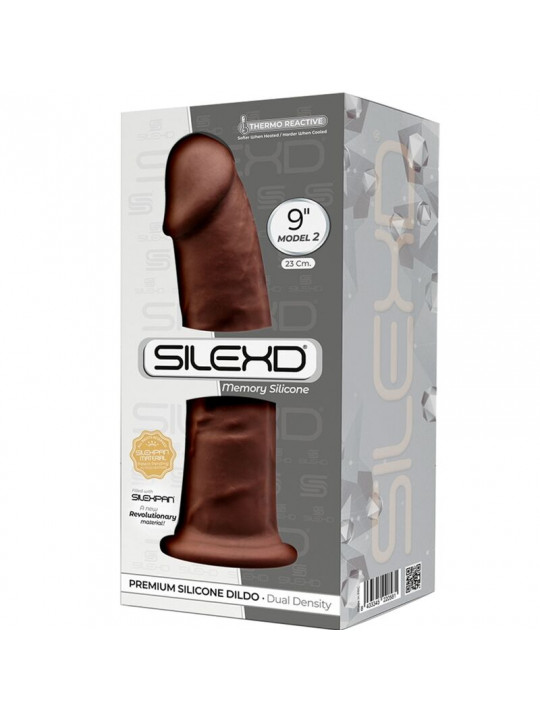 SILEXD - MODELLO 2 PENE REALISTICO PREMIUM SILEXPAN SILICONE MARRONE 23 CM