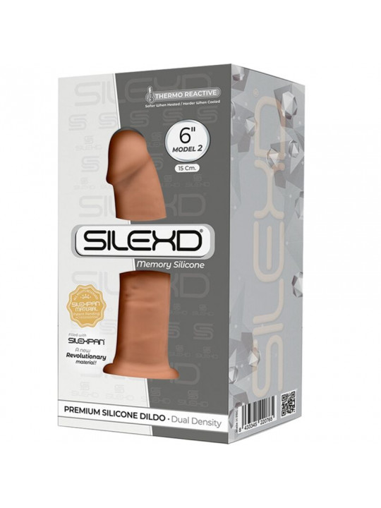 SILEXD - MODELLO 2 PENE REALISTICO PREMIUM SILEXPAN SILICONE CARAMEL 15 CM