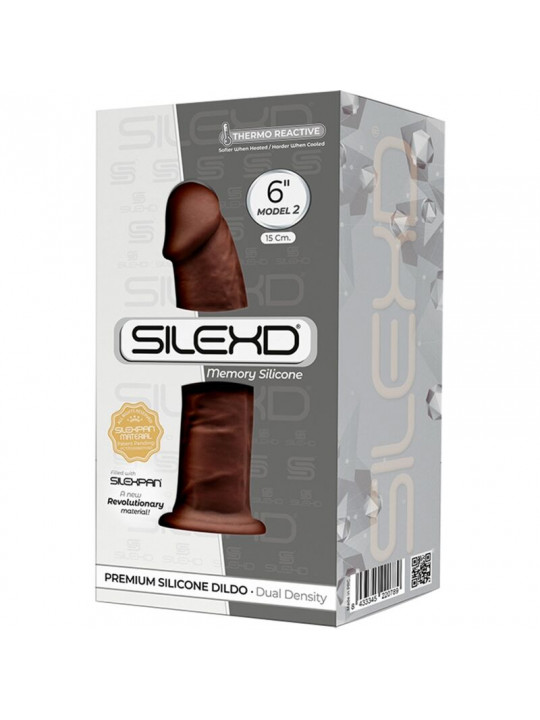 SILEXD - MODELLO 2 PENE REALISTICO PREMIUM SILEXPAN SILICONE MARRONE 15 CM