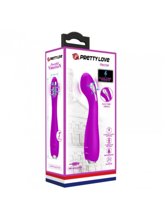 PRETTY LOVE - VIBRATORE ELETTROSHOCK RICARICABILE HECTOR IMPERMEABILE VIOLA