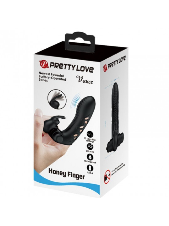 PRETTY LOVE - COPERTURA PER DITA VIBRATORE CONIGLIO NERO VANCE