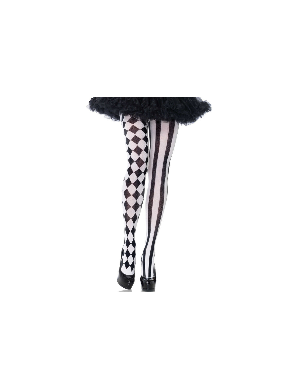 LEG AVENUE - COLLANT ARLECCHINO NERO/BIANCO