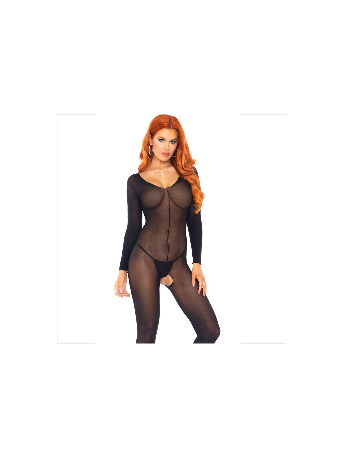 LEG AVENUE - BODYSTOCKING MANICA LUNGA NERO