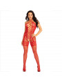 LEG AVENUE - BODYSTOCKING CAVEZZA COLLO ROSSO CUORI ROSSI