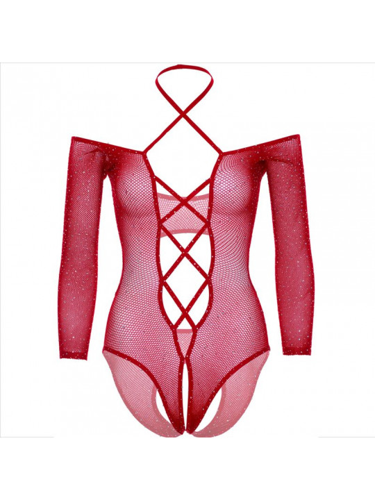 LEG AVENUE - BODY CROTHLESS CON ROSSO LUCIDO