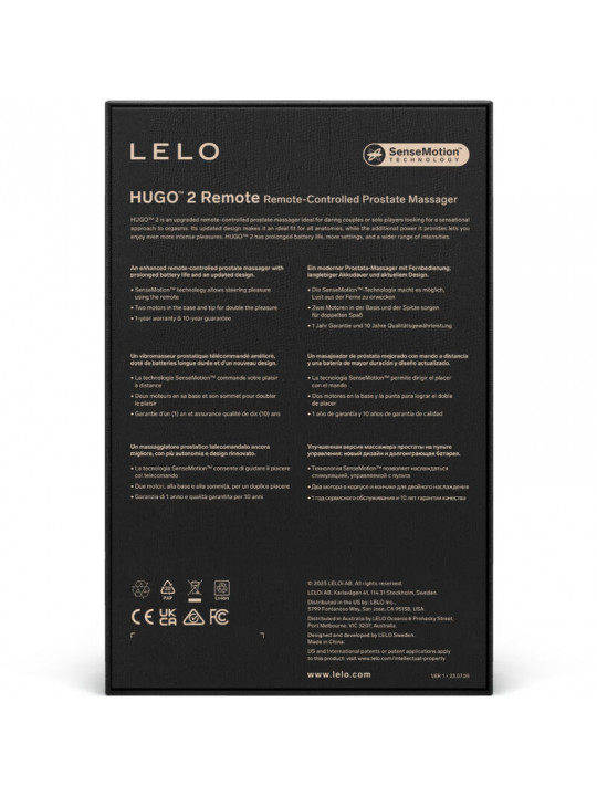 LELO - TELECOMANDO MASSAGGIATORE PROSTATICO HUGO 2 NERO