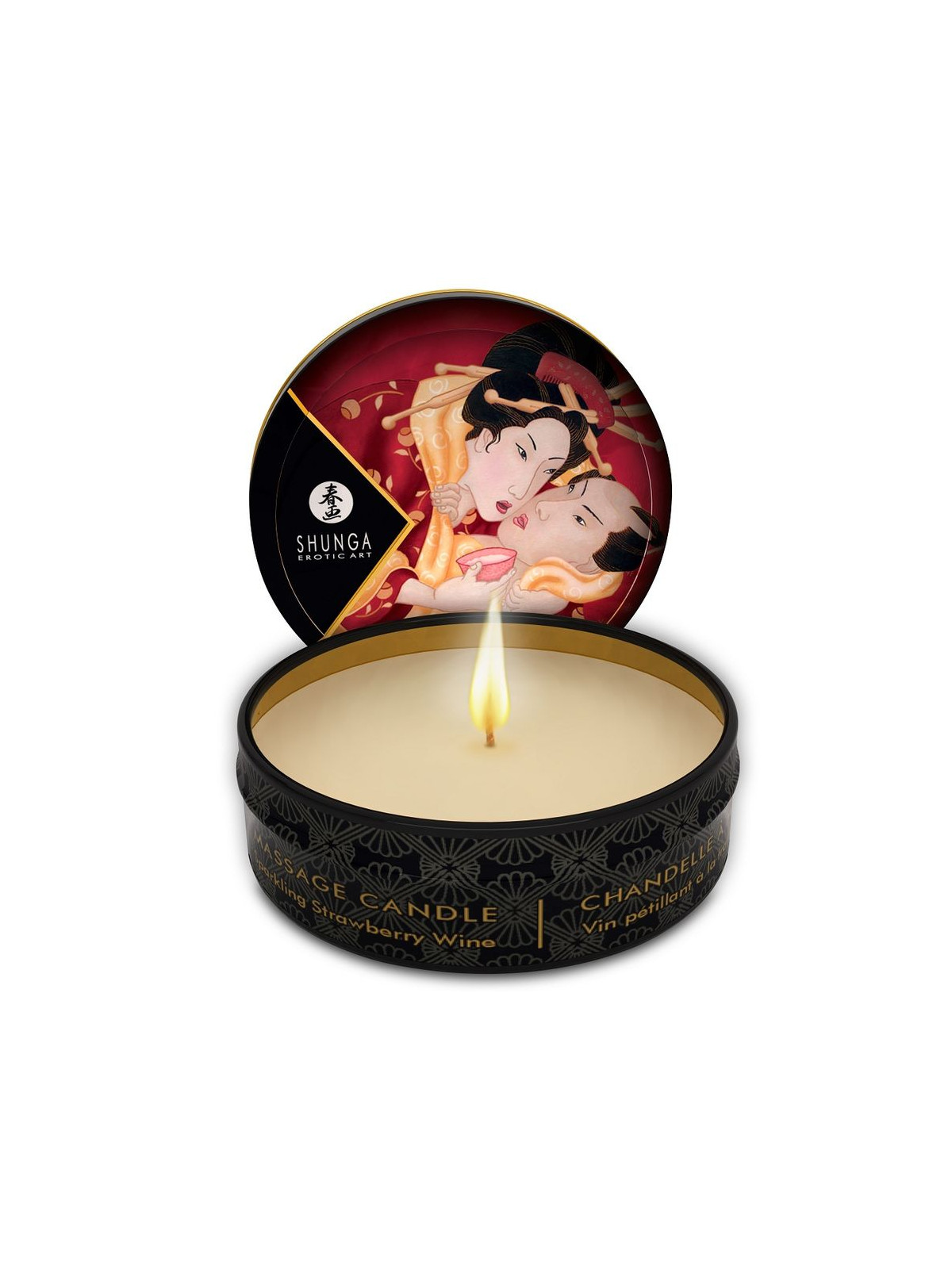 SHUNGA - MINI CARESS BY CANDELIGHT CANDELA DA MASSAGGIO FRAGOLE E CAVA 30 ML