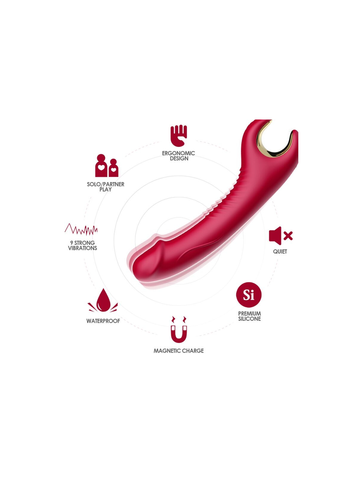 ARMONY - VIBRATORE E ROTATORE PRINCE DILDO ROSSO