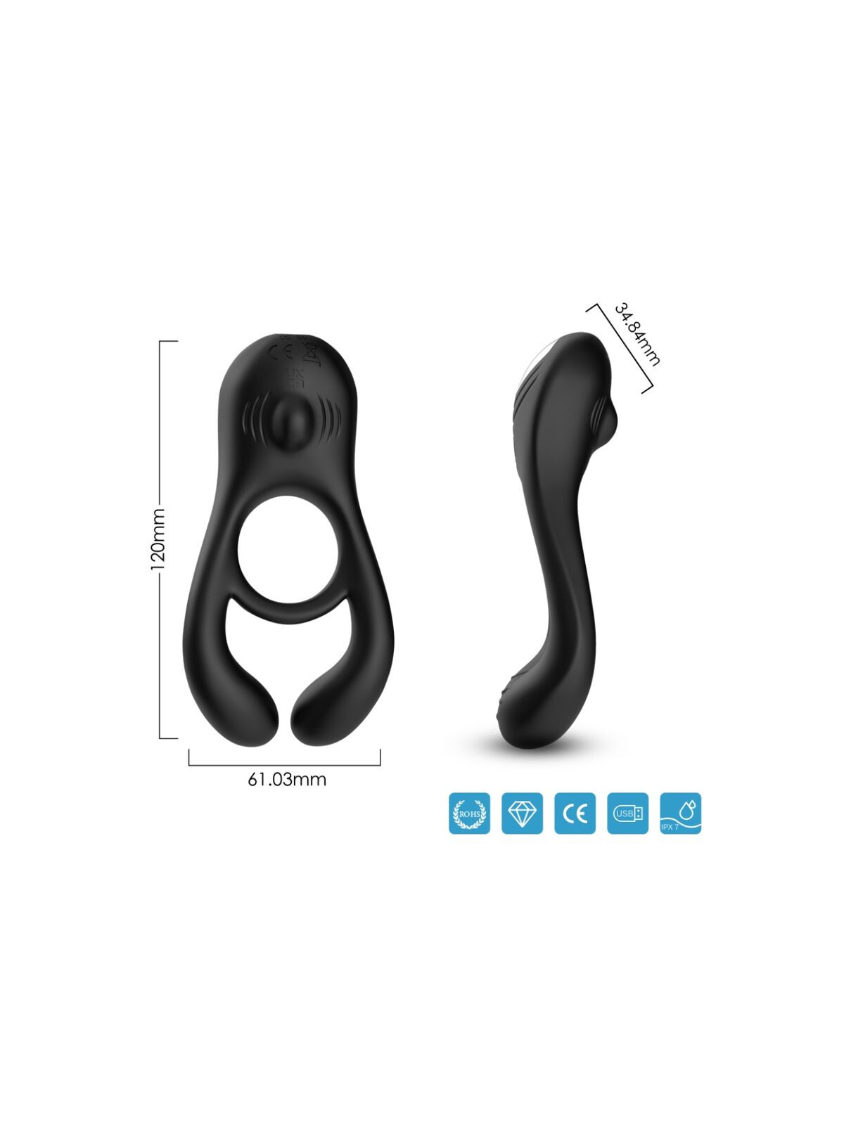 ARMONY - ANELLO VIBRATORE DOPPIO VEYRON GIOCATTOLO PER COPPIA NERO