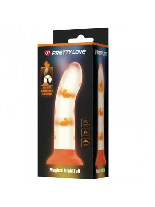 PRETTY LOVE - DILDO MAGICO NIGHTFALL SENZA VIBRAZIONI ARANCIO LUMINOSO