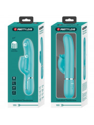 PRETTY LOVE - VIBRATORE CONIGLIO CON LECCATURA VERDE ACQUA