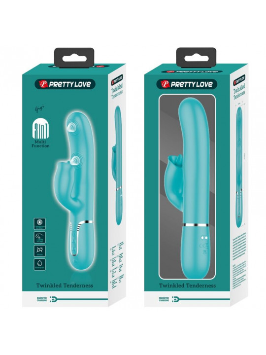 PRETTY LOVE - VIBRATORE CONIGLIO CON LECCATURA VERDE ACQUA