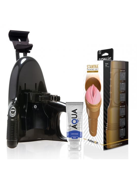 FLESHLIGHT - UNIT DI ALLENAMENTO PINK LADY STAMINA + LANCIO UNIVERSALE + LUBRIFICANTE AQUA QUALITÀ 50 ML