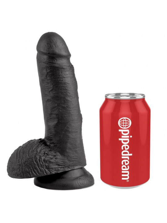 KING COCK - 7 DILDO NERO CON SFERE 17.8 CM