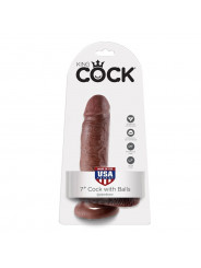 KING COCK - 7 DILDO MARRONE CON SFERE 17.8 CM