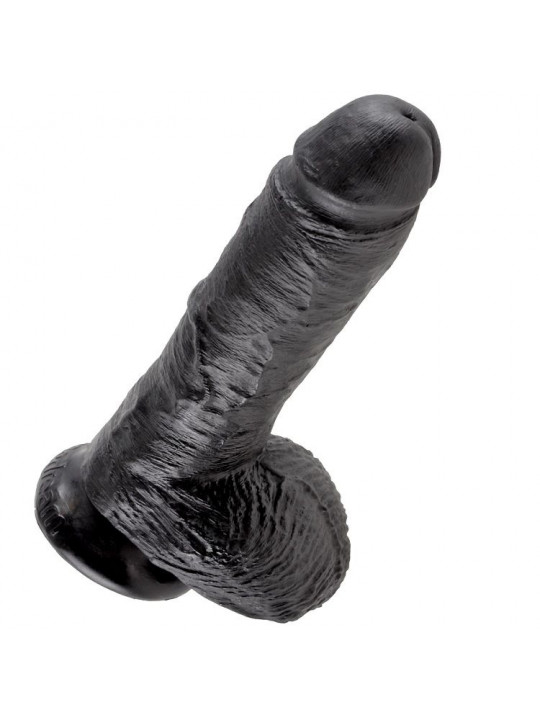 KING COCK - 8 DILDO NERO CON SFERE 20.3 CM