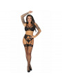 LIVCO CORSETTI FASHION - POJZON LC 90670 REGGISENO + REGGISENO + CALZE + SLIP NERO