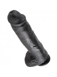 KING COCK - 11 DILDO NERO CON SFERE 28 CM