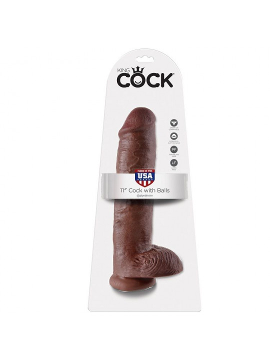 KING COCK - 11 DILDO MARRONE CON SFERE 28 CM