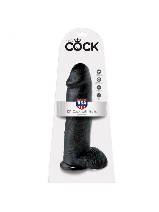 KING COCK - 12 DILDO NERO CON SFERE 30.48 CM