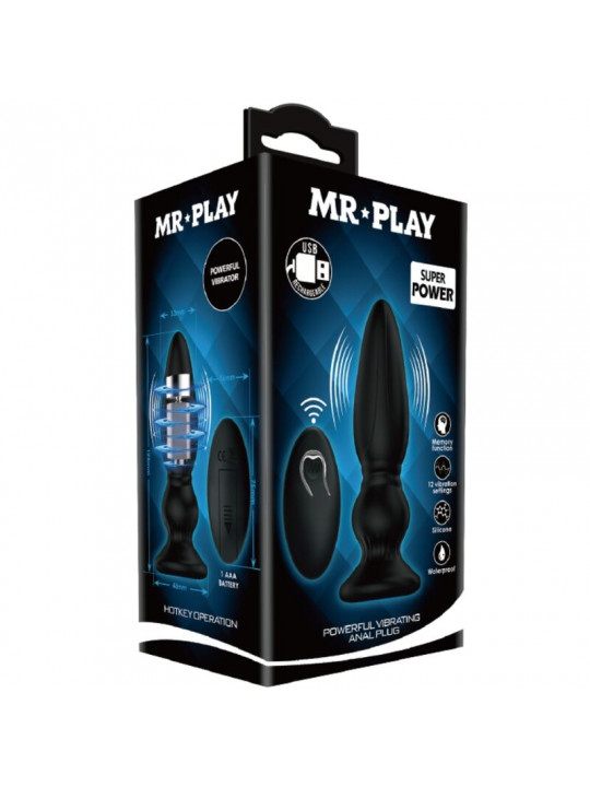 MR PLAY - POTENTE VIBRATORE TELECOMANDO PLUG ANALE NERO