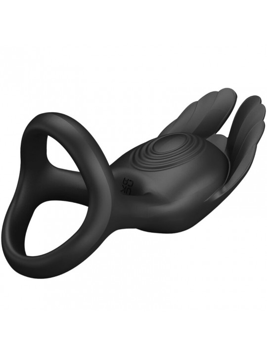 PRETTY LOVE - SILAS ANELLO PER PENE VIBRANTE 7 VIBRAZIONI IN SILICONE NERO