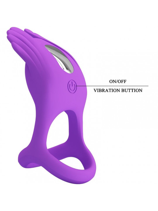 PRETTY LOVE - SILAS ANELLO PER PENE VIBRANTE 7 VIBRAZIONI IN SILICONE VIOLA