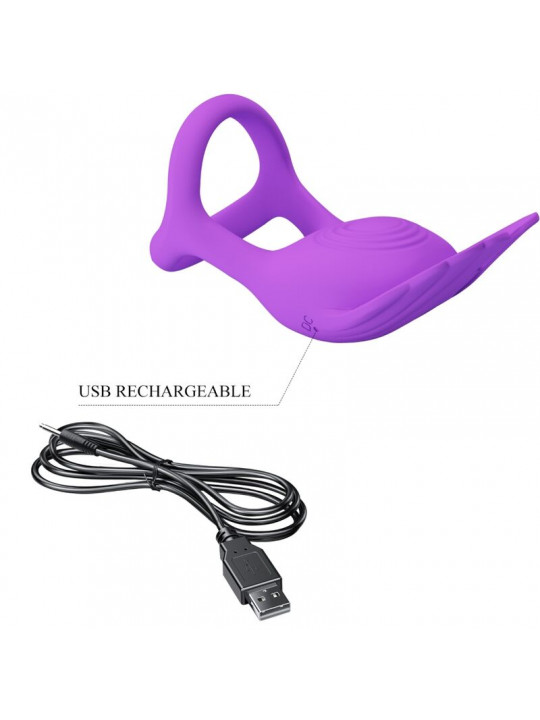 PRETTY LOVE - SILAS ANELLO PER PENE VIBRANTE 7 VIBRAZIONI IN SILICONE VIOLA