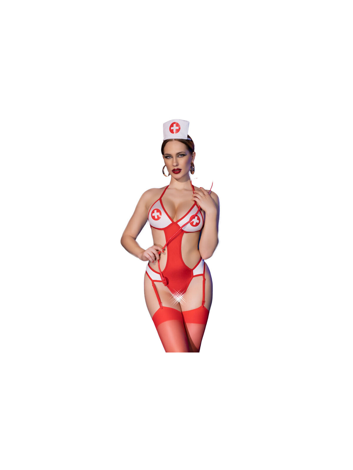 CHILIROSE - CR 4631 SET BODY INFERMIERA SENZA CAVALLETTO ROSSO L/XL