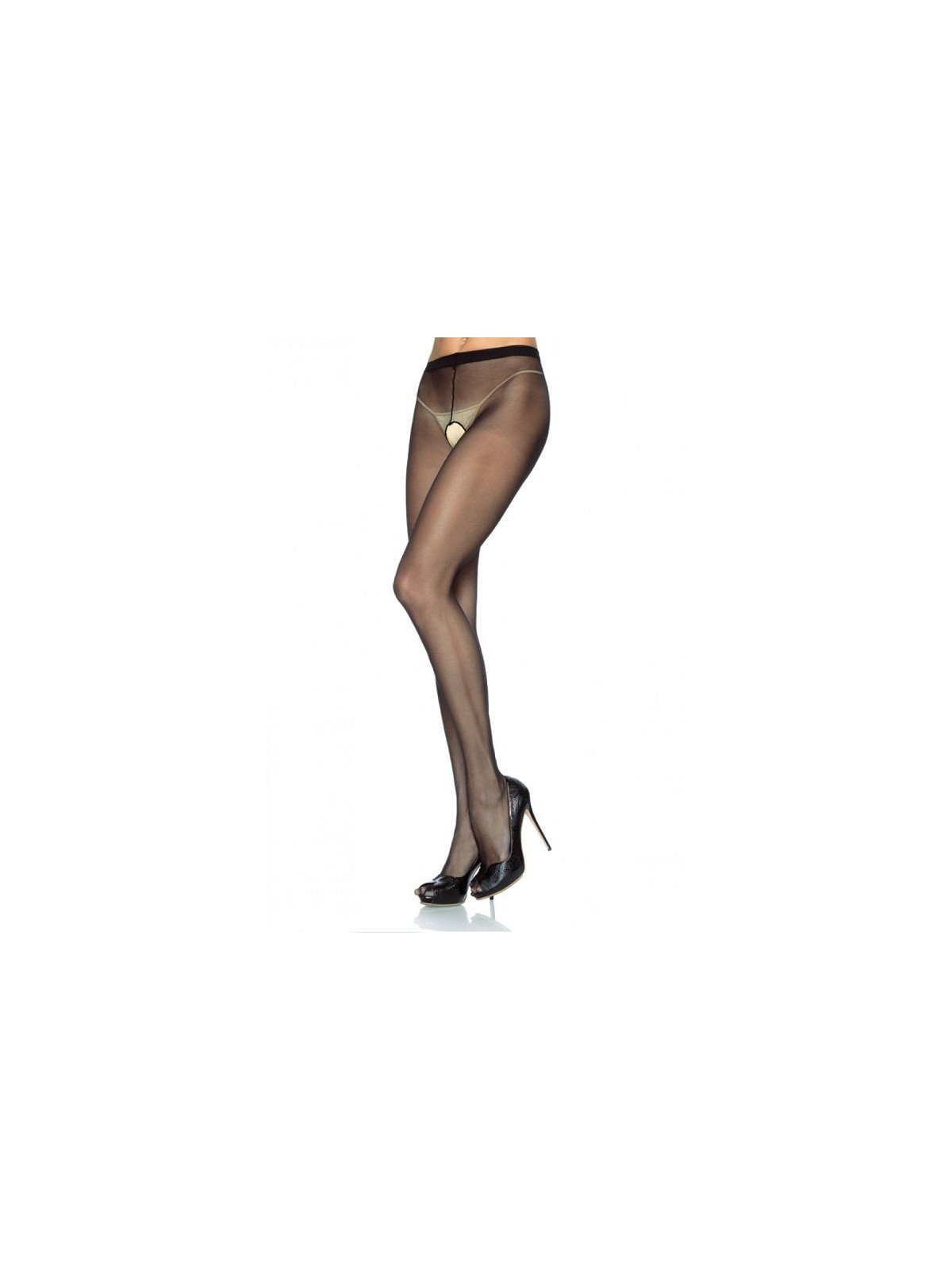 LEG AVENUE - SLIP IN NYLON CON APERTURA AL CAVALLO NERO