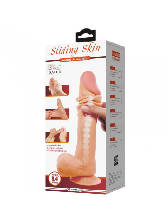 PRETTY LOVE - DILDO REALISTICO SLIDING SKIN SERIES CON VENTOSA SCORREVOLE DELLA PELLE 24 CM