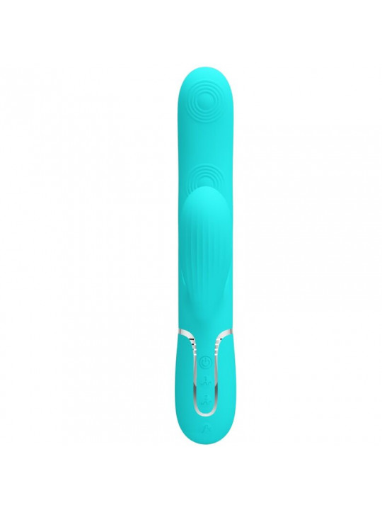 PRETTY LOVE - VIBRATORE MULTIFUNZIONE PERLITA 3 IN 1 G-SPOT VERDE ACQUA