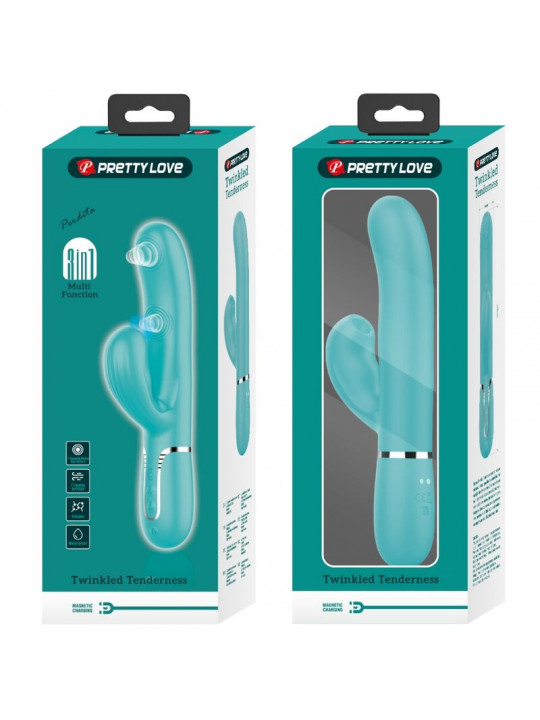 PRETTY LOVE - VIBRATORE MULTIFUNZIONE PERLITA 3 IN 1 G-SPOT VERDE ACQUA