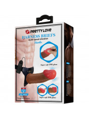 PRETTY LOVE - STARKS IMBRAGATURA SLIP DILDO VIBRAZIONE MULTI-SPEED 17,5 CM MARRONE CHIARO